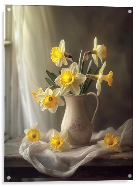 Daffodils in a Jug Acrylic by T2 