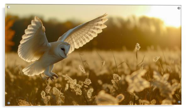 Barn Owl at Sunset Acrylic by T2 