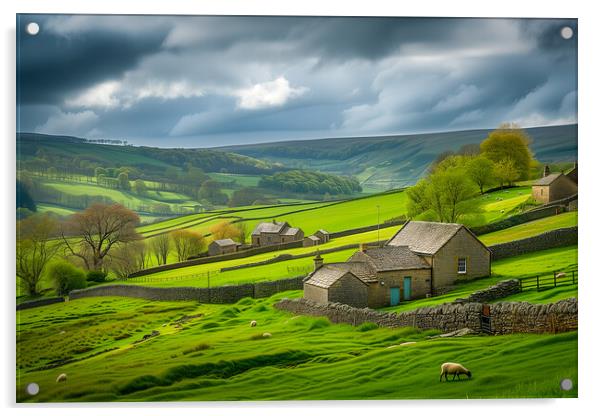 Yorkshire Dales Landscape Acrylic by T2 