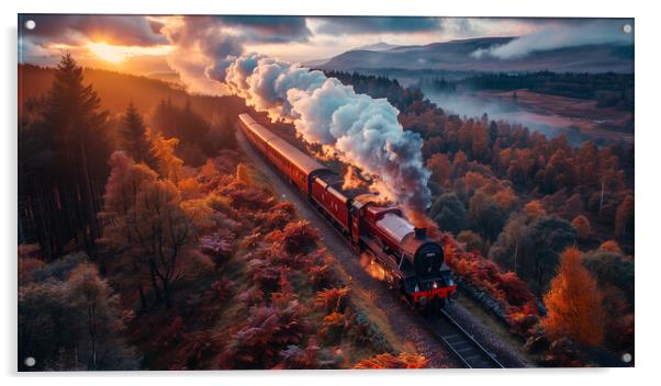 Scottish Highlands Steam Train Acrylic by T2 