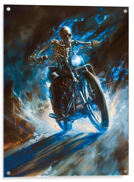 Ghost Rider Harley-Davidson Biker Art Acrylic by T2 