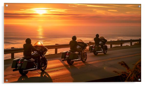 Harley-Davidson Sunset Ride Acrylic by T2 
