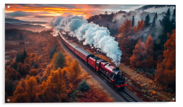 Scottish Highlands Steam Train Acrylic by T2 