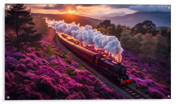 Scottish Highlands Steam Train Acrylic by T2 