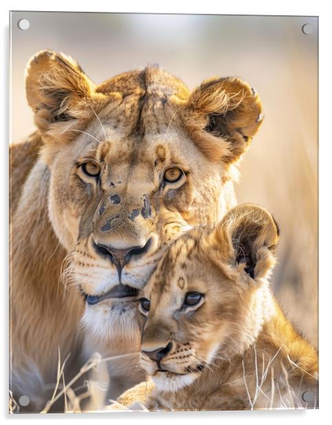 Lion Cub and Lioness Acrylic by T2 