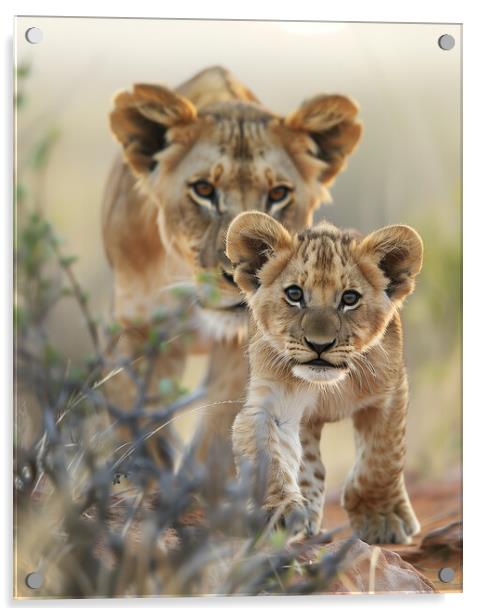 Lion Cub and Lioness Acrylic by T2 