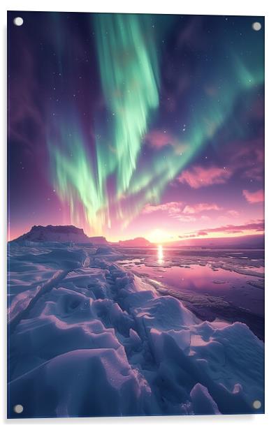 Aurora Borealis Iceland Acrylic by T2 
