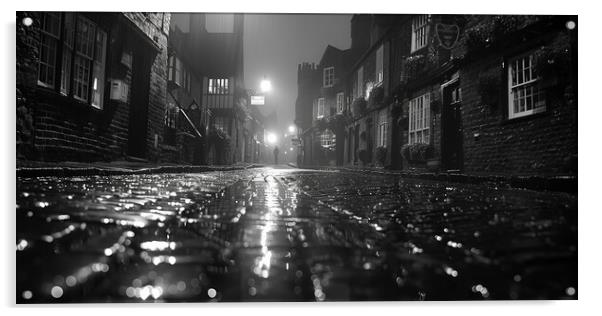 York backstreets Black and White Acrylic by T2 