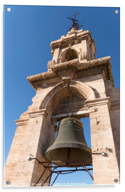 The bell tower of Valencia cathedral  Acrylic by Bryan Attewell