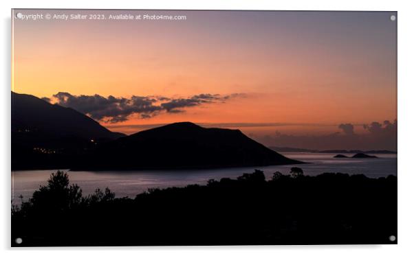 Sunrise over Kalkan Acrylic by Andy Salter