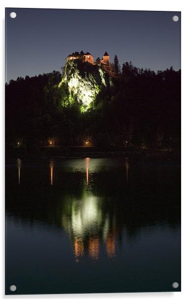 Bled Castle at Night Acrylic by Alan Pickersgill