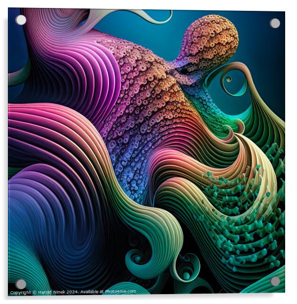 Octopus Abstract Acrylic by Harold Ninek