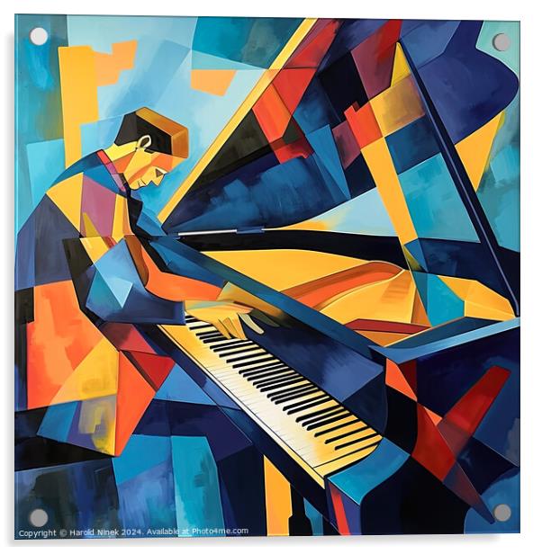 Piano Man Acrylic by Harold Ninek