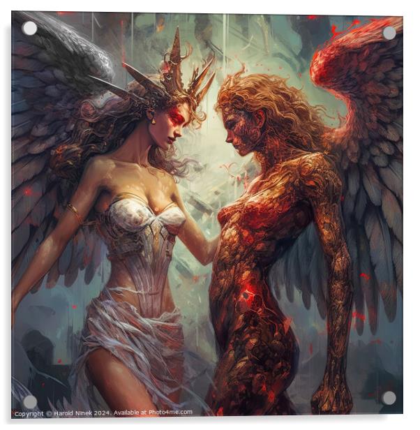 Angel and Demon Acrylic by Harold Ninek