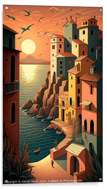 Ligurian Sunset Acrylic by Harold Ninek