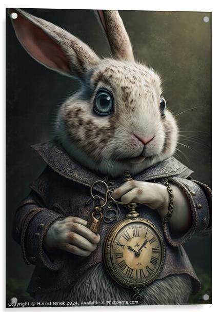 White Rabbit Acrylic by Harold Ninek