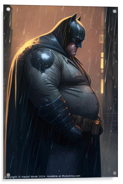 Middle-Aged Batman Acrylic by Harold Ninek