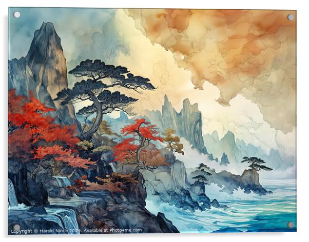 Japanese Shores Acrylic by Harold Ninek