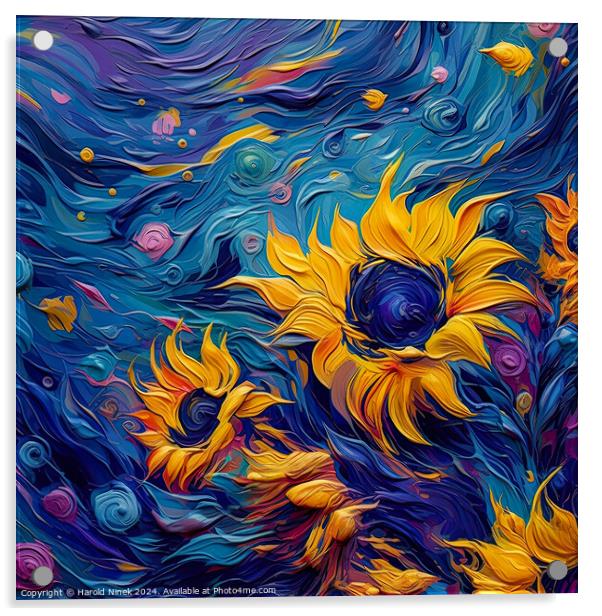 Sunflower Tide Acrylic by Harold Ninek