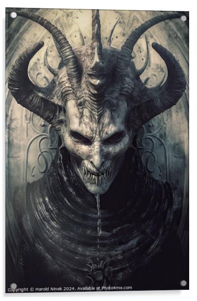 Horned Demon Acrylic by Harold Ninek