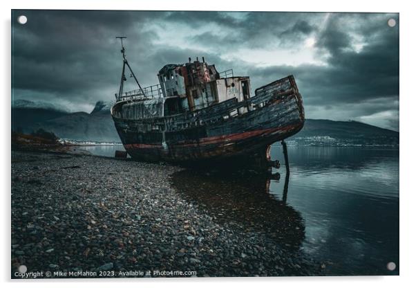 Corpach Shipwreck , Ben Nevis  Acrylic by Mike McMahon