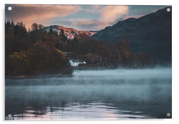 Misty Sunrise  on Loch Lomond  Acrylic by Mike McMahon