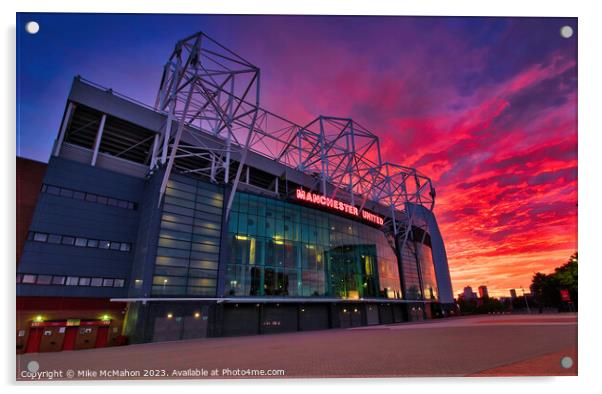 Old Trafford sunset , Manchester United football club Acrylic by Mike McMahon