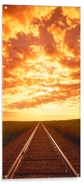Sunrise Over Railway Panoramic Acrylic by Dave Reede