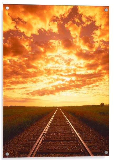 Sunrise Over Railway Acrylic by Dave Reede