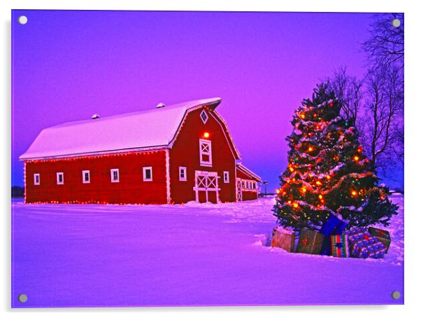 Christmas on the Farm Acrylic by Dave Reede