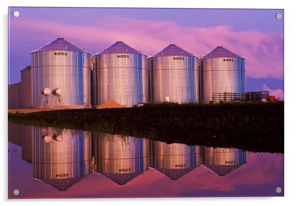 grain storage bins Acrylic by Dave Reede