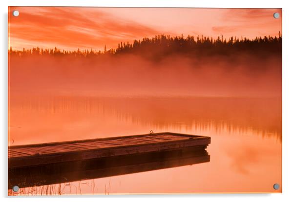 Misty Lake Acrylic by Dave Reede