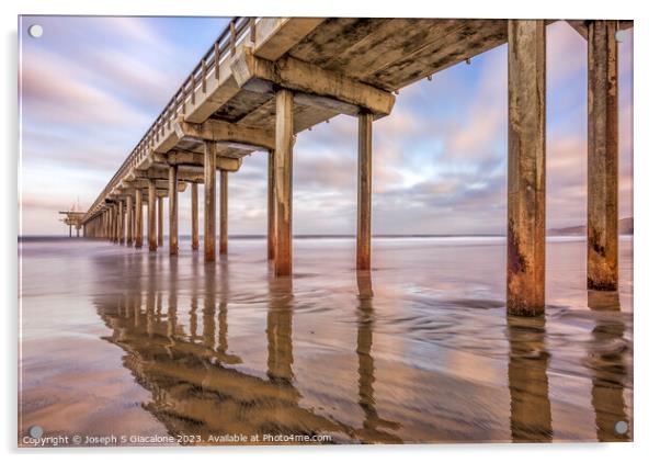 Pastel Hues At Scripps Pier Acrylic by Joseph S Giacalone