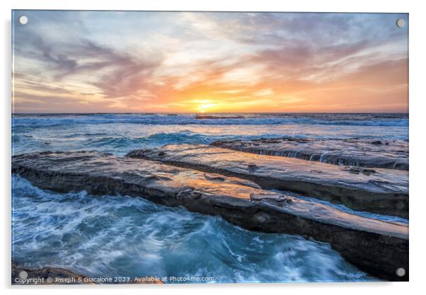 Sea Stone Sunset  Acrylic by Joseph S Giacalone