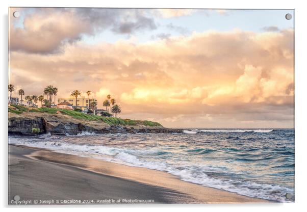 Wipeout Beach Sunrise Acrylic by Joseph S Giacalone