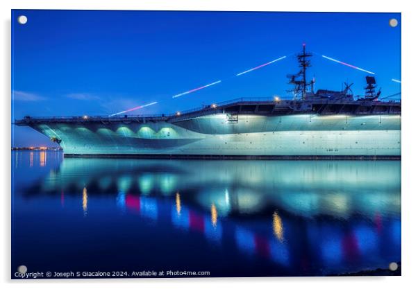 USS Midway Lights Acrylic by Joseph S Giacalone
