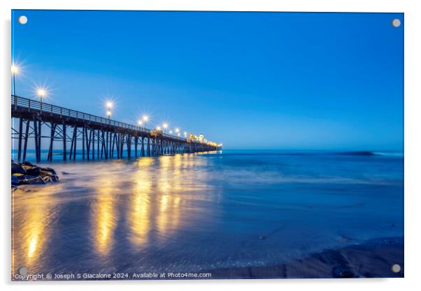 Oceanside Pier - Bright Lights Acrylic by Joseph S Giacalone