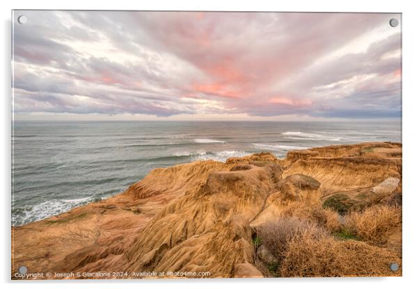 Pink Clouds Sunrise - San Diego Coast Acrylic by Joseph S Giacalone