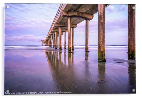 Purple Majesty - Scripps Pier Acrylic by Joseph S Giacalone