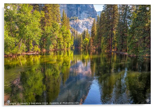 A Merced River Calm - Yosemite Valley Acrylic by Joseph S Giacalone
