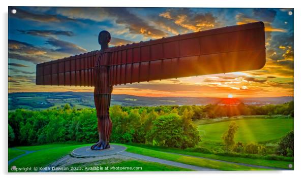 The Angel of the North at sunset Acrylic by Keith Dawson