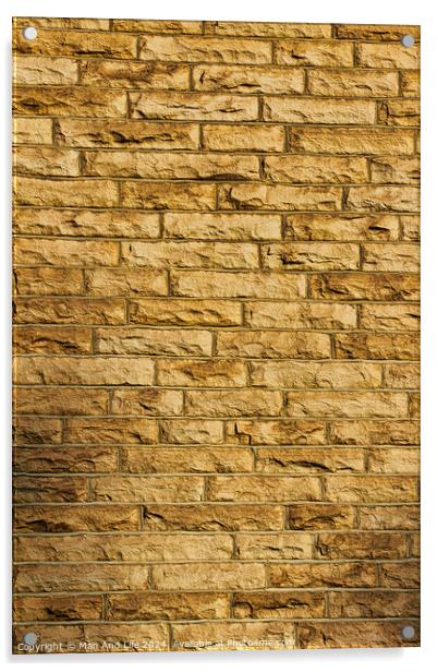 Seamless texture of a yellow brick wall, perfect for background or pattern use in design projects . Acrylic by Man And Life