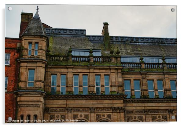 Victorian architecture with ornate details on a cloudy day in Leeds, UK. Acrylic by Man And Life