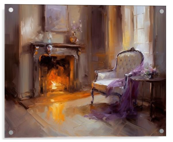Fireside chair oil painting  Acrylic by Steve Ditheridge