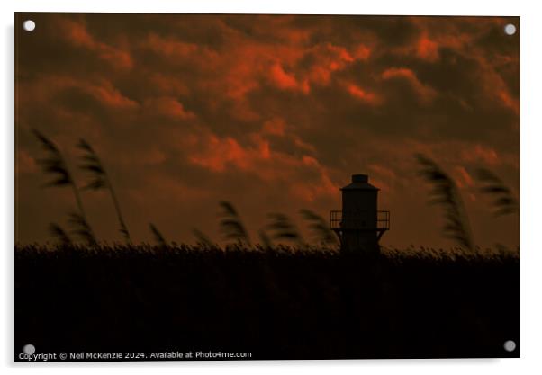 Lighthouse under a cloudy sky  Acrylic by Neil McKenzie