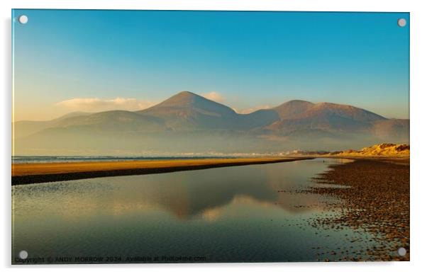 Mourne Mountains Misty Sunrise Acrylic by ANDY MORROW