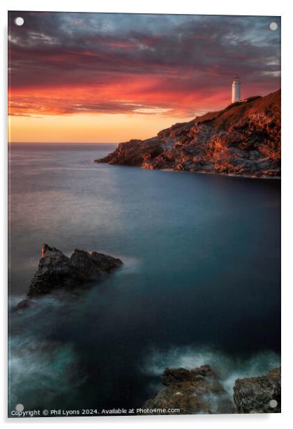 Trevose Lighthouse Acrylic by Phil Lyons