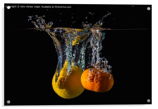 Splash Fruit Lemon and Satsuma Acrylic by John Parker