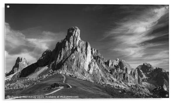 Ra Gusela peaks from Passo Giau, Dolomites, Italy Acrylic by Paul Edney