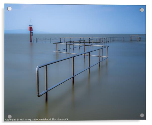 High Tide at Marine Lake, Merseyside, England, UK Acrylic by Paul Edney